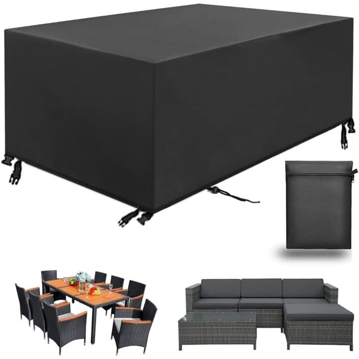 Husa pentru masa de gradina, 150x90x75 cm, material 420D impermeabil, rezistent la rupere, cu 4 curele ajustabile