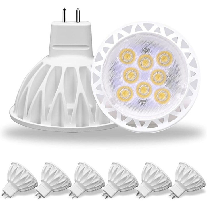6 db LED MR16 12V 5W 4000K semleges fehér izzó készlet, 38°-os sugárzási szög