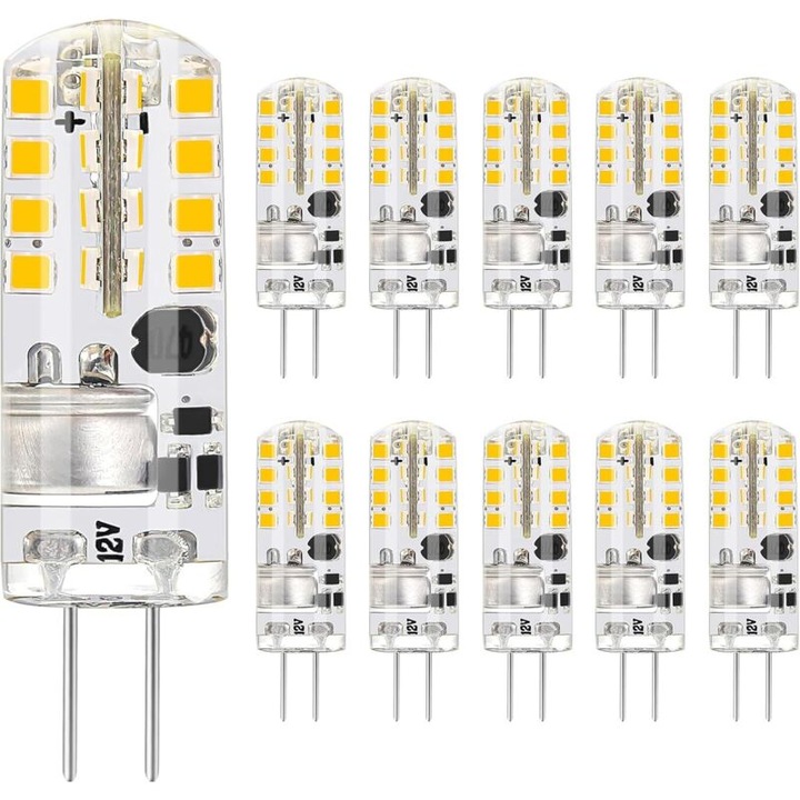 10 db G4 LED izzó készlet, 12V, 1.6W, 4000K, fehér