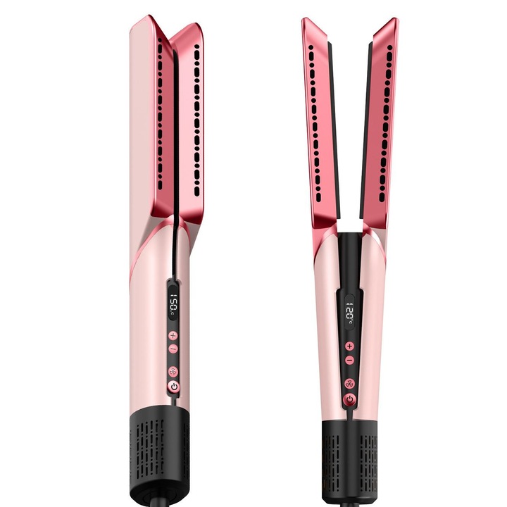 Indreptator de par 2 in 1, Aiorber, roz, uscare si indreptare simultana, temperatura reglabila, ioni negativi
