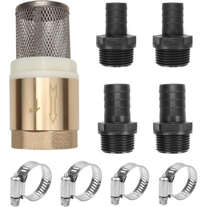 Filtru aspiratie cu supapa retinere, Kit cu colier si racord furtun