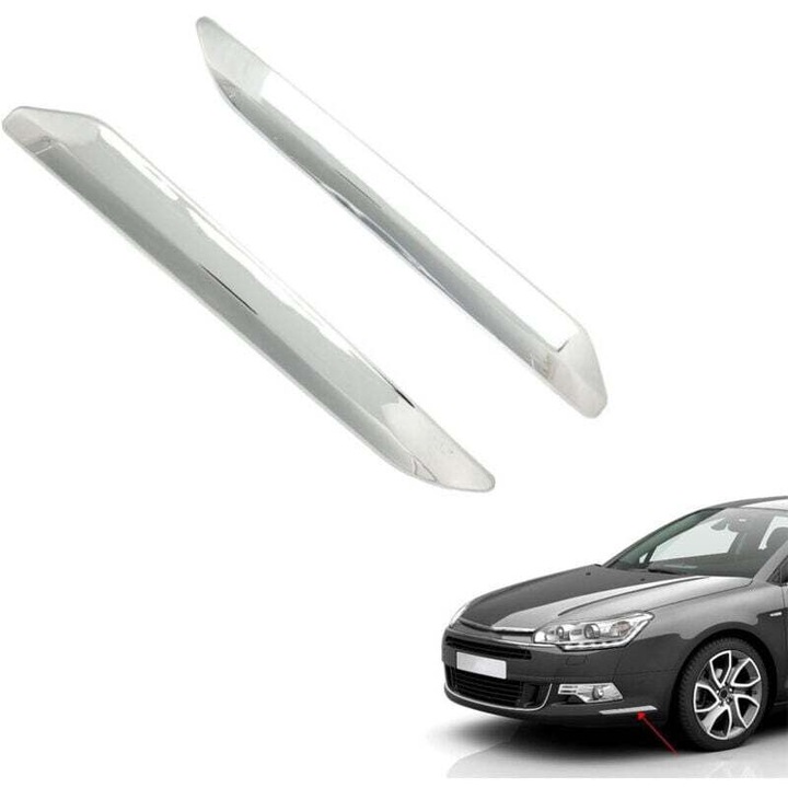 Set de 2 benzi de inlocuire crom argintiu anti-zgarieturi pentru bara fata (stanga si dreapta) pentru Citroen C5 X7 2007-2015