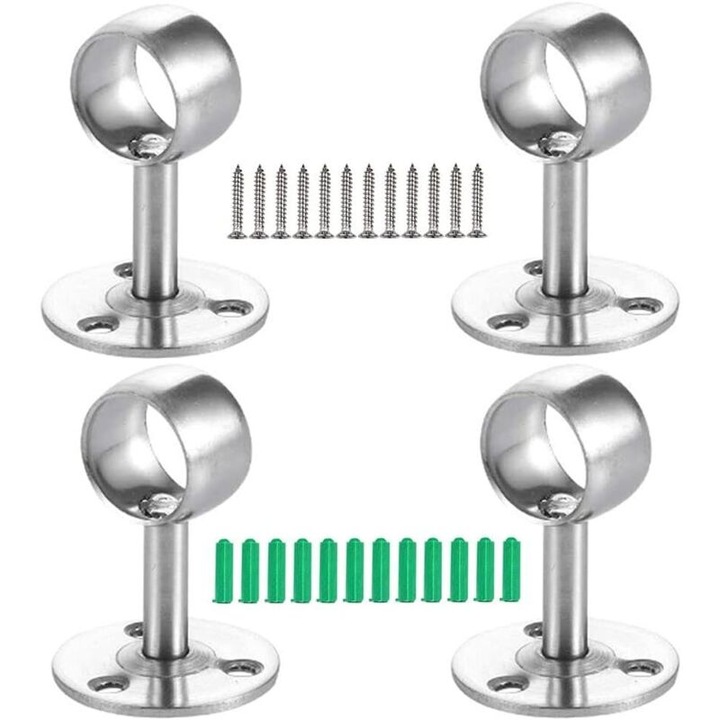 Suport tub dulap din 4 piese, inox, diametru 22mm, inaltime 84mm, montare stabila cu 3 gauri