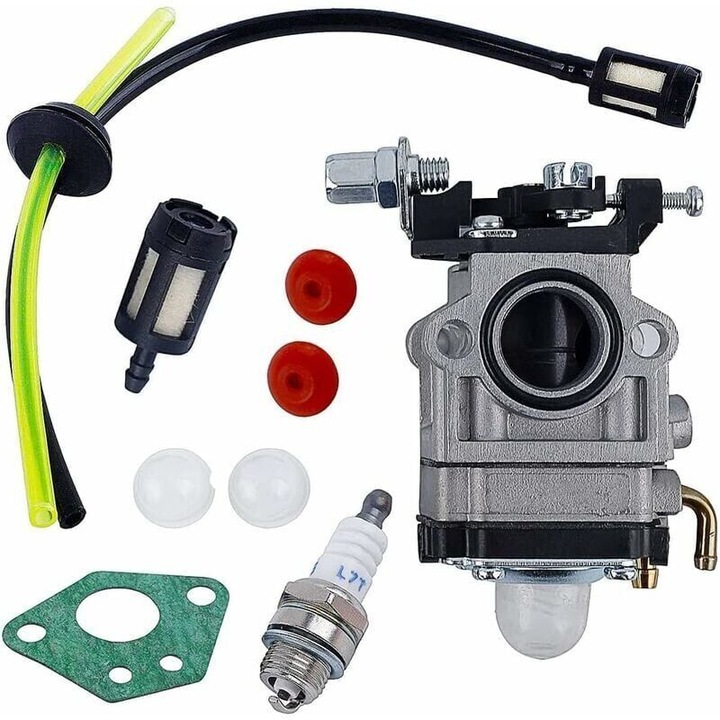 Carburator pentru motocoase 52cc, 49cc, 43cc, set complet cu garnitura, bujie, furtun si filtru de combustibil, 31mm