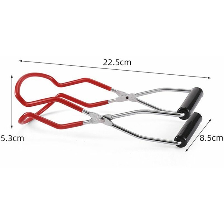 Cleme pentru borcane din otel inoxidabil – Manere din vinil pentru borcane fierbinti – Cleme anti-oparire – Dimensiune 22,5 x 8,7 x 5 cm