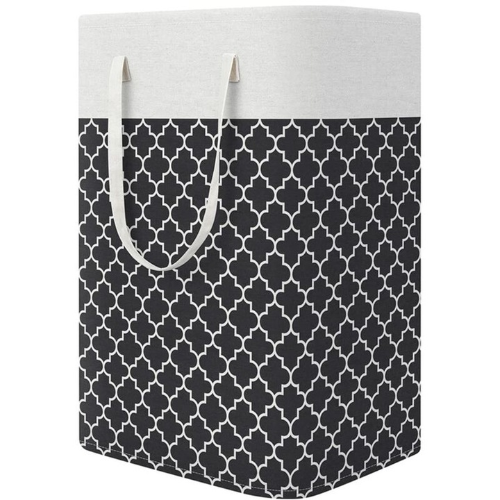 Cos pentru rufe, 75L, material textil gros, design pliabil, 40x30x62cm, pentru haine si jucarii