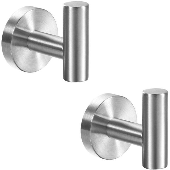 Set de 2 suporturi de baie din otel inoxidabil periat, rezistente la rugina, design contemporan, instalare usoara