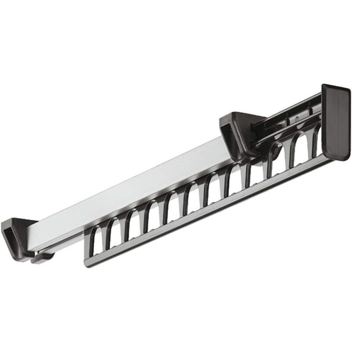 Umeras glisant pentru dulap, sustine 12 umerase, Lungime 315 mm, Fabricat din oxid de aluminiu si plastic ABS