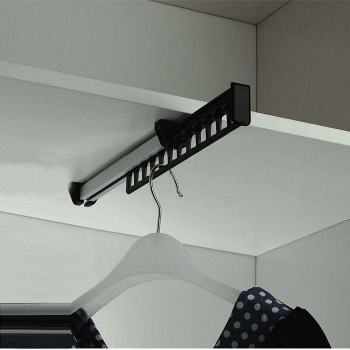 Suport/Dulap pentru haine glisant si extensibil pentru umerase, Suport pentru 12 umerase, Lungime 315 mm, Pachet de 1