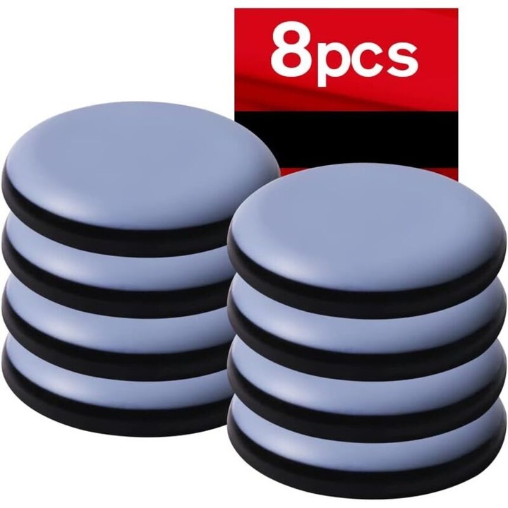 Set de 8 placute autoadezive din teflon, 50 mm, Reducere a zgomotului, Protectia pardoselii, Pentru mobilier greu, cum ar fi canapele si paturi