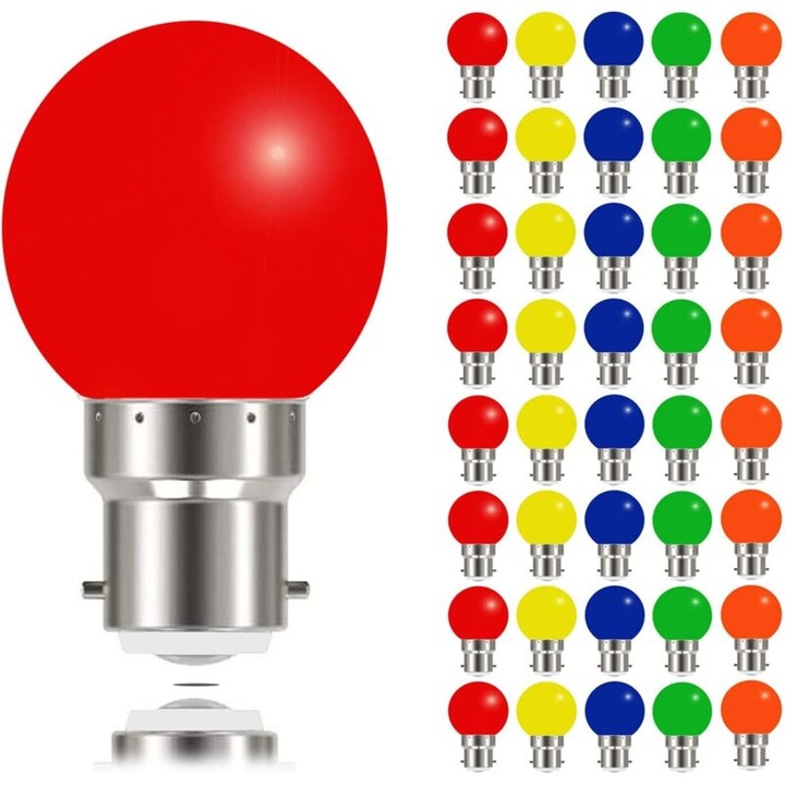 Комплект 40 крушки B22 3W, цветна светлина 240 лумена, многоцветни