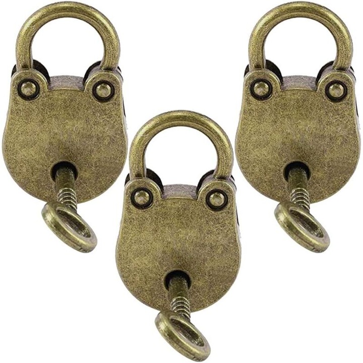 3 db mini bronz zöld lakat készlet kulcsokkal 21x36.5mm