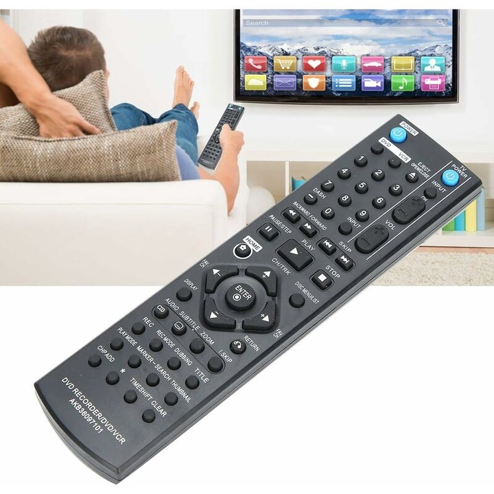 DVD felvevő távirányító, kompatibilis LG RC286H / RC297H / RC397H modellekkel, ABS anyag, 10m hatótávolság, könnyen használható