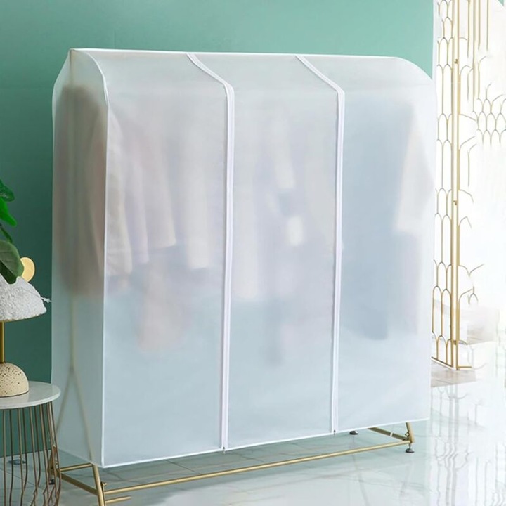 Sac pentru imbracaminte transparent, 100x50x150cm, protectie impotriva prafului, fermoar neobstructionat, set organizatoare