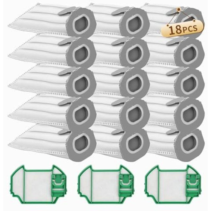 Set 15 saci aspirator cu 3 filtre HEPA, compatibili Vorwerk Kobold VK7, VK7 FP7, FP7S
