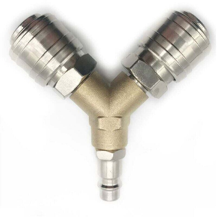 Разпределител за сгъстен въздух 3-пътен, никелиран, 1/4", 10MPa, 200g