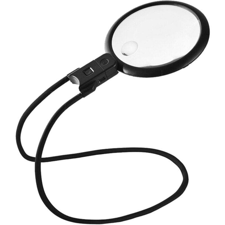 Lupa hands-free cu 36 LED-uri, reincarcabila 5X/15X, ideala pentru gat, citit, cusut si bijuterii.