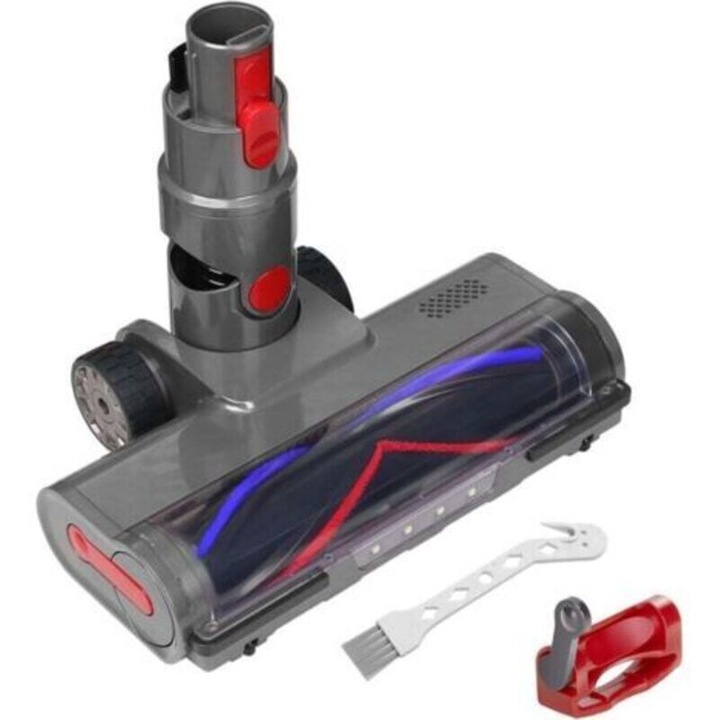 Cap de perie pentru Dyson V7 V8 V10 V11 V15 sv10 sv12 sv14 sv15, accesoriu pentru Dyson cu 4 LED-uri, blocare a declansatorului, piese de schimb pentru covoare si podele din lemn masiv