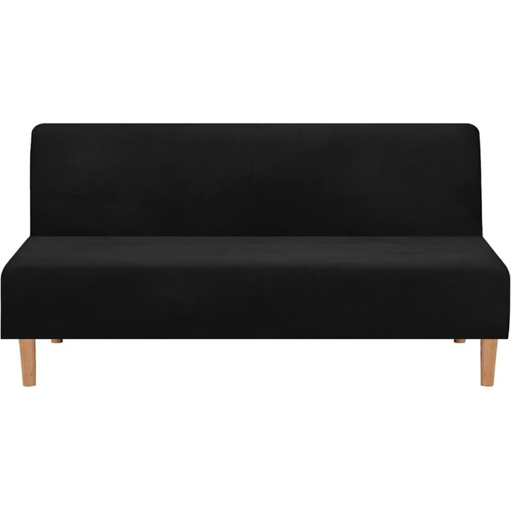 Huse de canapea, husa de canapea convertibila fara cotiere, din catifea groasa, moale, elastica, confortabila, pentru canapea extensibila, canapea extensibila pliabila (catifea neagra groasa)