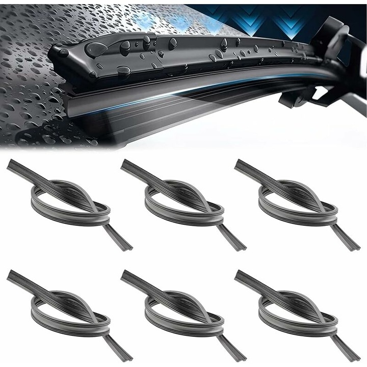 Set de 6 stergatoare din cauciuc 800mm, tehnologie de taiere micro-dupa, viziune clara in conditii de ploaie