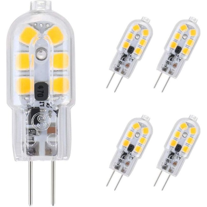 5 db G4 LED izzó készlet 2W 3000K 12x37mm, meleg fehér