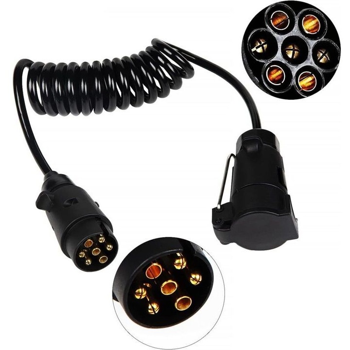 Cabluri de extensie pentru remorca 7 pini 2M, Cablaj de conectare pentru rulote, Cablu spiralat de extensie pentru vehicule