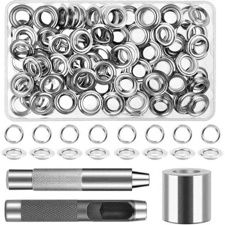 120 darabos ponyvaszem készlet, belső átmérő 12 mm