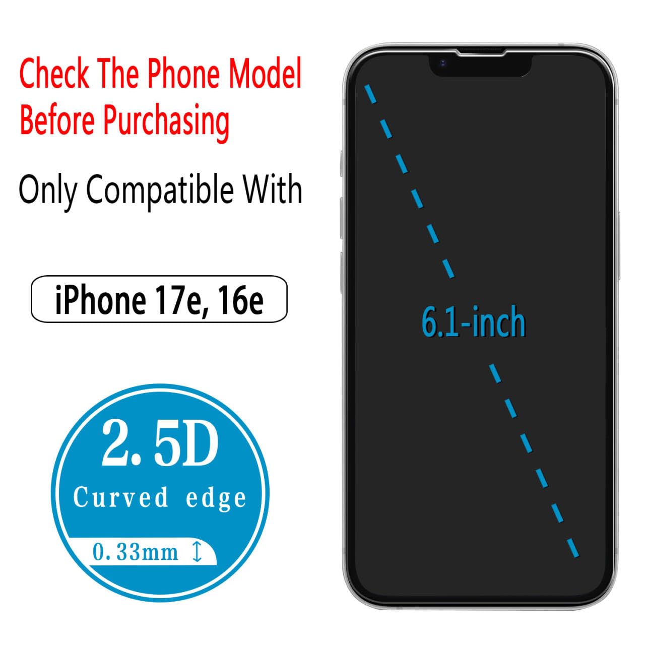 Set 2 Folie Protectie compatibila cu iPhone17e, iPhone16e, Sticla Templata 9H+, Claritate Super HD, Tratament Electronic Oleofobic si Anti Amprente, LIXR-03EN®