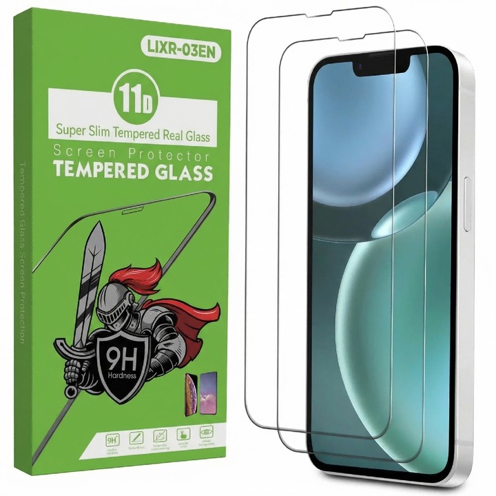 Set 2 Folie Protectie compatibila cu iPhone17e, iPhone16e, Sticla Templata 9H+, Claritate Super HD, Tratament Electronic Oleofobic si Anti Amprente, LIXR-03EN®