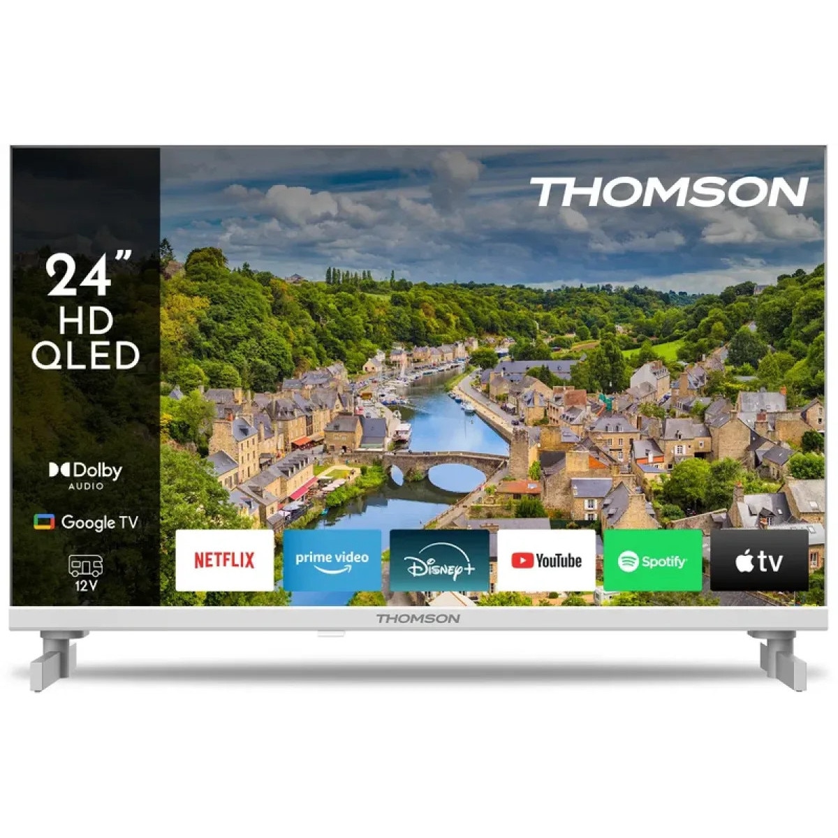 Televizor QLED Smart Thomson 24HQG3S15CW 24Inch / 60CM HD Google TV Adaptor 12V Alb