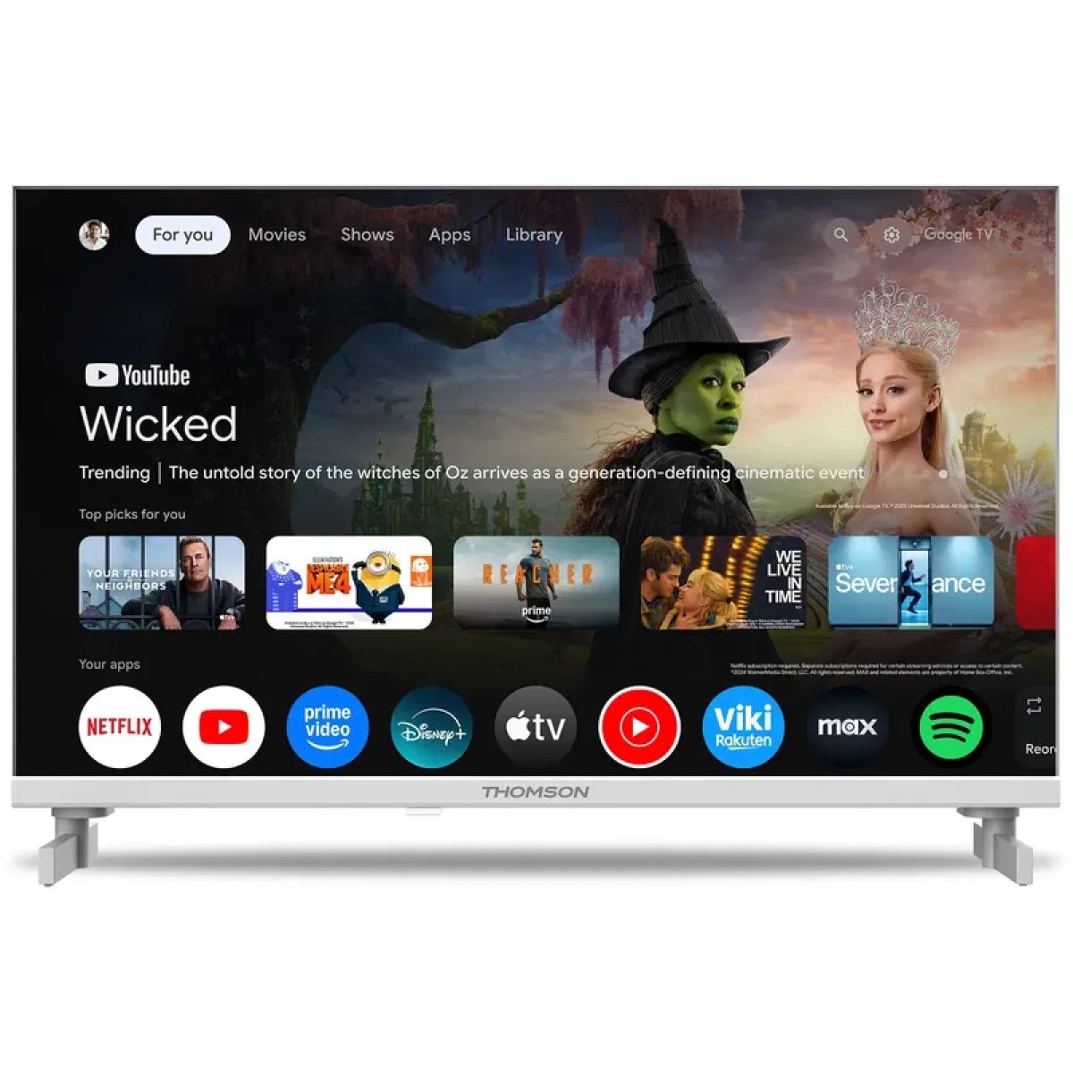 Televizor QLED Smart Thomson 24HQG3S15CW 24Inch / 60CM HD Google TV Adaptor 12V Alb
