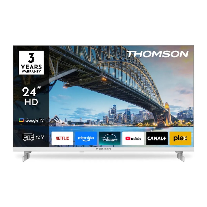Televizor LED Smart Thomson 24HG2S15CW 24Inch / 60CM HD Google TV Dolby Audio Adaptor 12V Alb