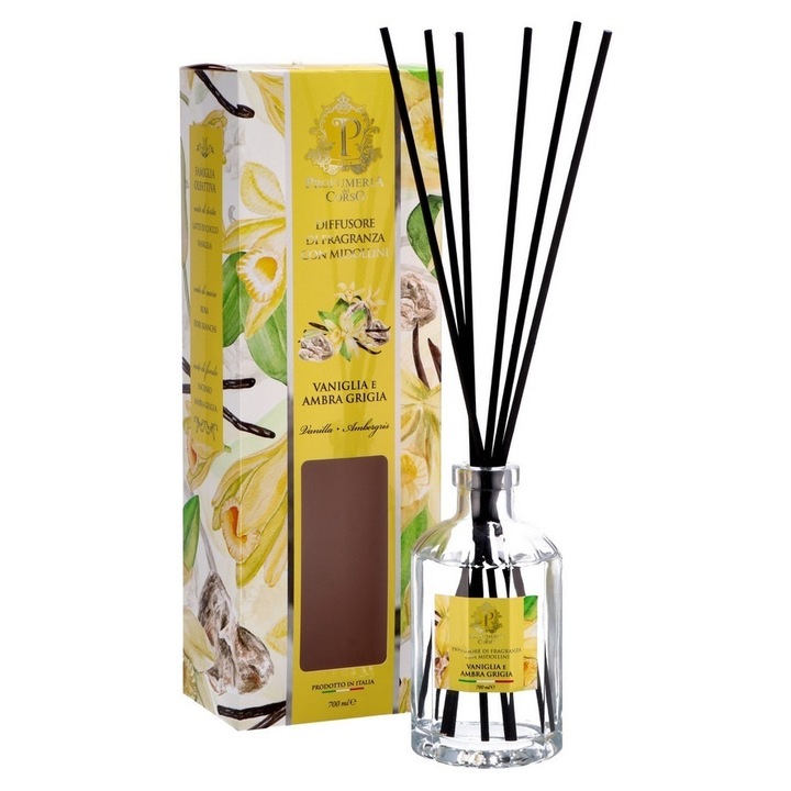 Parfum camera difuzor cu betisoare aroma vanilie, ambra 700 ml