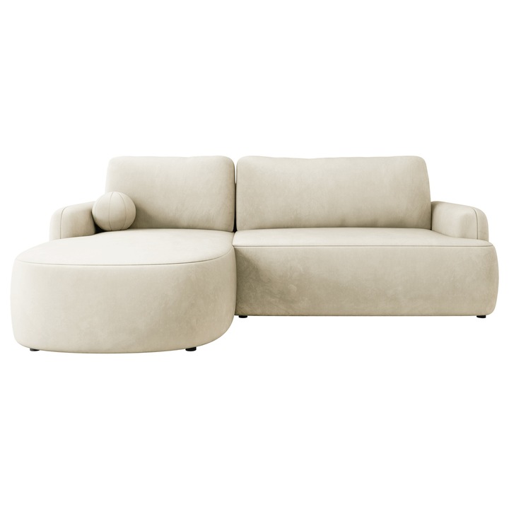 Coltar cu functie de dormit Telzo stanga, MIRJAN 24, cremos, 174x250x90 cm