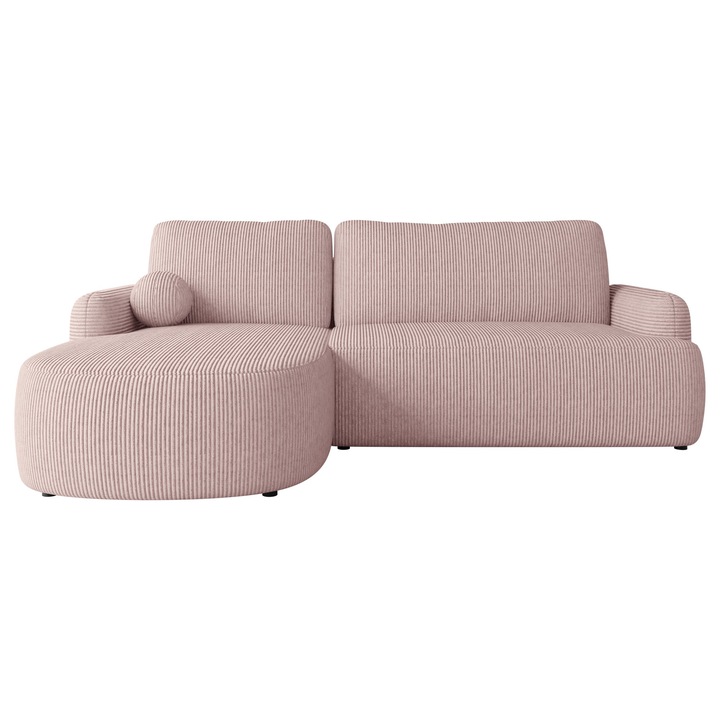 Coltar cu functie de dormit Telzo Reiat stanga, MIRJAN 24, roz perlat, 174x250x90 cm