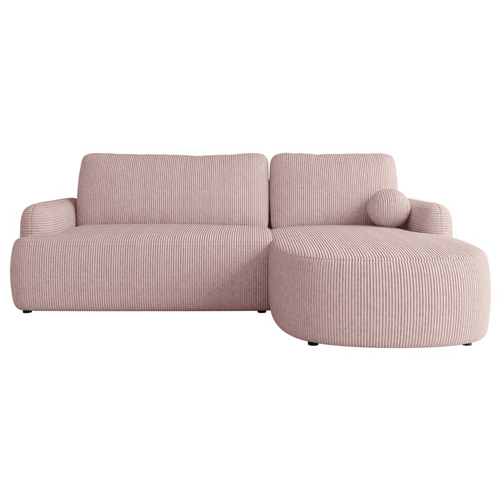 Coltar cu functie de dormit Telzo Reiat dreapta, MIRJAN 24, roz perlat, 174x250x90 cm