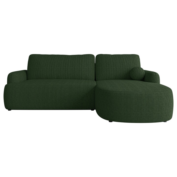 Coltar cu functie de dormit Telzo Reiat dreapta, MIRJAN 24, verde sticla, 174x250x90 cm