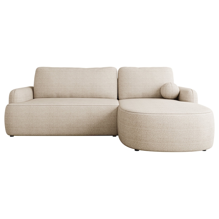 Coltar cu functie de dormit Telzo dreapta, MIRJAN 24, ecru, 174x250x90 cm