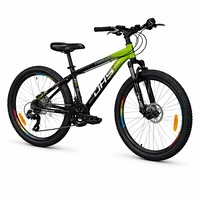 Bicicleta copii MTB DHS Terrana 2423,9-13 ani, roata 24 inch, 21 viteze Shimano Tourney, frane disc mecanice, suspensie fata, cadru aluminiu, Verde-Negru