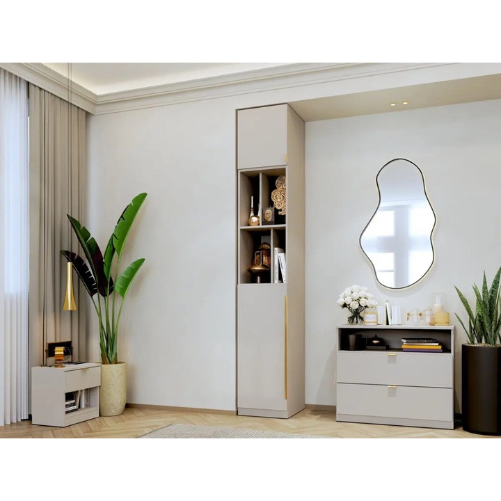 Dulap Inalt 1U, Bej/Casmir, Auris, L 41 x A 48 x H 240cm, cu Balamale soft close