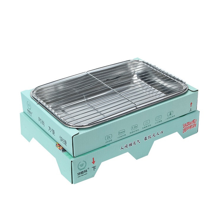 Gratar de gradina portabil, smokeless, cu 30 carbuni din fructe, set