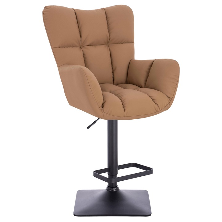 Scaun de birou, Votana, HR650KW, Piele Ecologica Premium Soft, Baza Neagra, Caramel