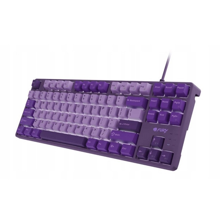Механична гейминг клавиатура Fury Kanabo K2, hot-swap, PBT капачки на клавишите, лилава, 87 клавиша
