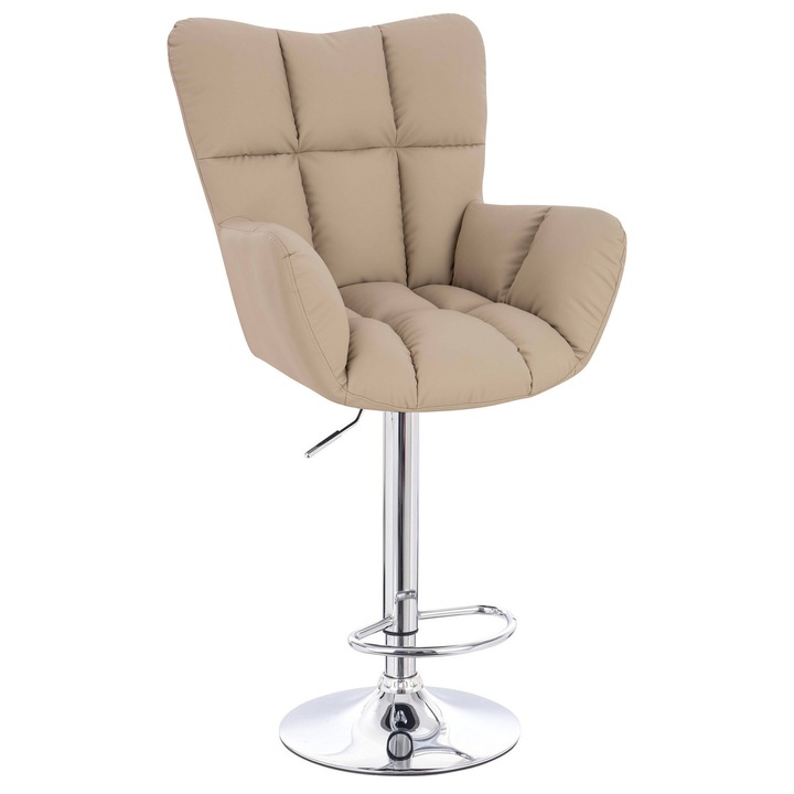 Scaun de birou, Votana, HR650W, Piele Ecologica Premium Soft, Baza Cromata, Crem