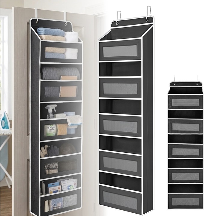 Wacorresi® Ajtóra Akasztható Rendszerező, 5 Rétegű, Fali Tároló Polccal, Fém, Nem Szőtt Anyag, Összecsukható, Gyors Összeszerelés, Kiegészítő Tárolóhely, Kollégium, Fürdőszoba, Nappali, Konyha