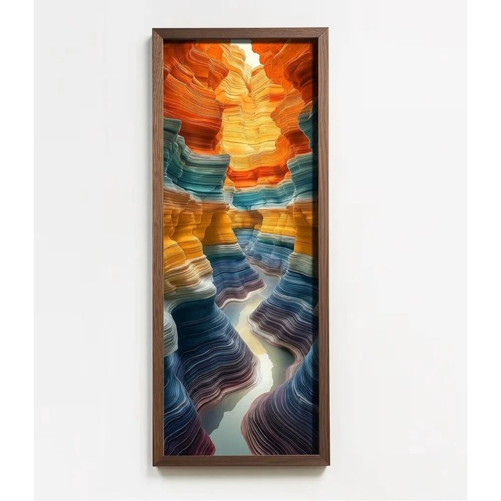 Tablou decorativ Re-Bloom, lemn masiv/MDF, multicolor, 40 x 120 cm