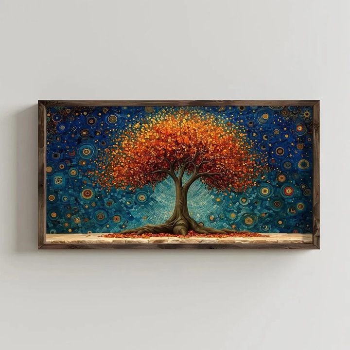 Tablou decorativ Re-Bloom, model copac, MDF/lemn masiv, multicolor, 60 x 120 x 3, 5 cm