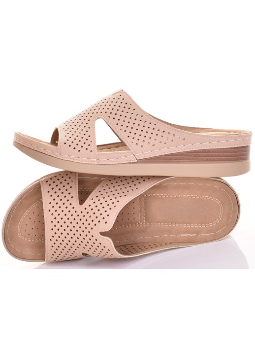 Papuci dama Martinus, ortopedici, bej, piele, 39 EU