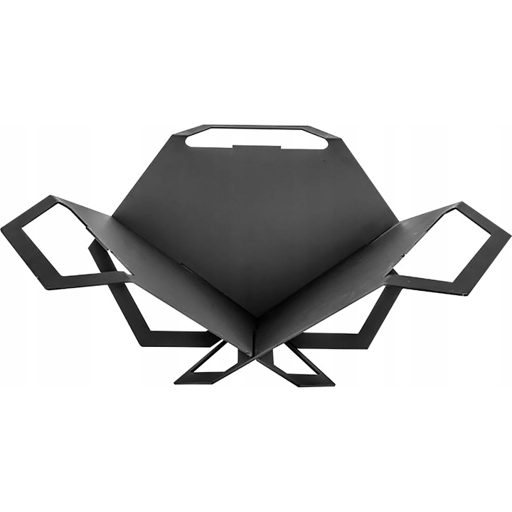 Сгъваемо градинско огнище, 65x60x27см, черно, боядисана стомана, устойчива на огън