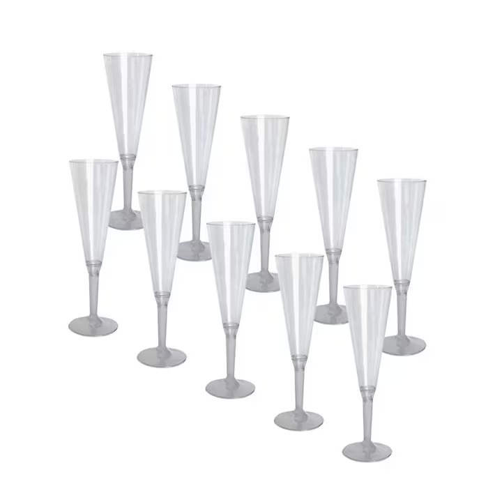 Set Pahare pentru sampanie cu picior transparent, 10 buc, capacitate 150 ml, lotfi